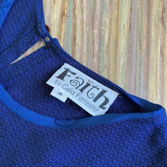 Faith by Celia Forester Sleeveless Maxi Dress Blue Textured with Beaded Design - Picture 5 of 10